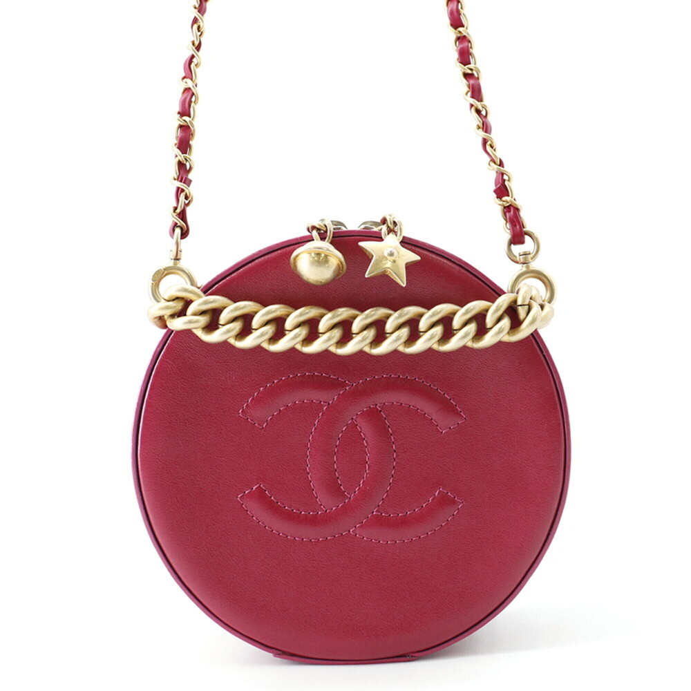 Chanel Chain Shoulder Bag, Coco Mark, Round Leather, CHANEL Handbag, Women's